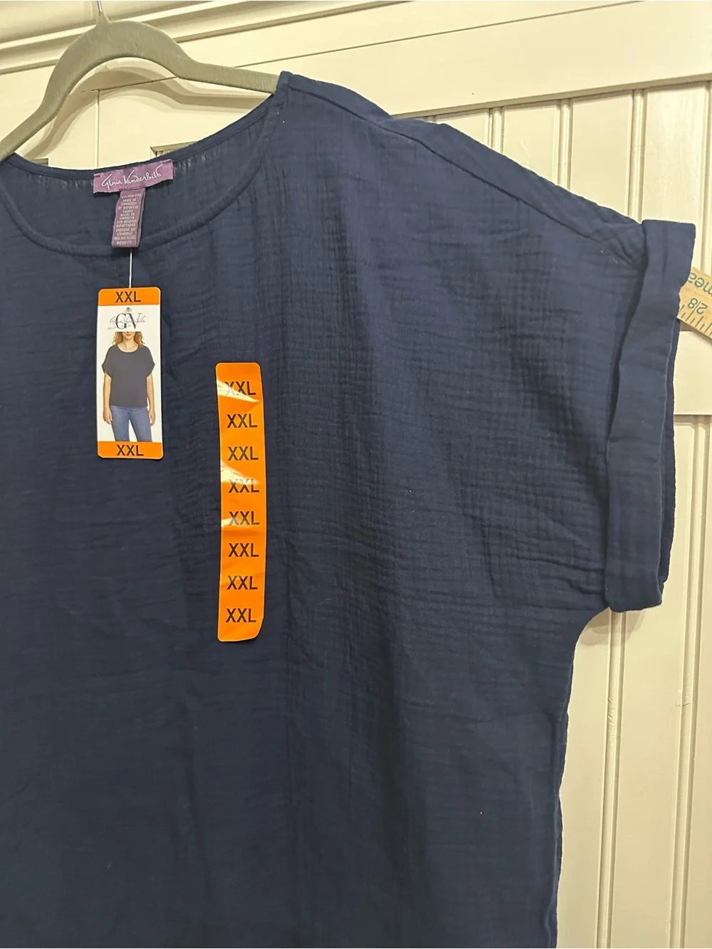 Gloria Vanderbilt Navy Short Sleeve Relaxed Tunic Top